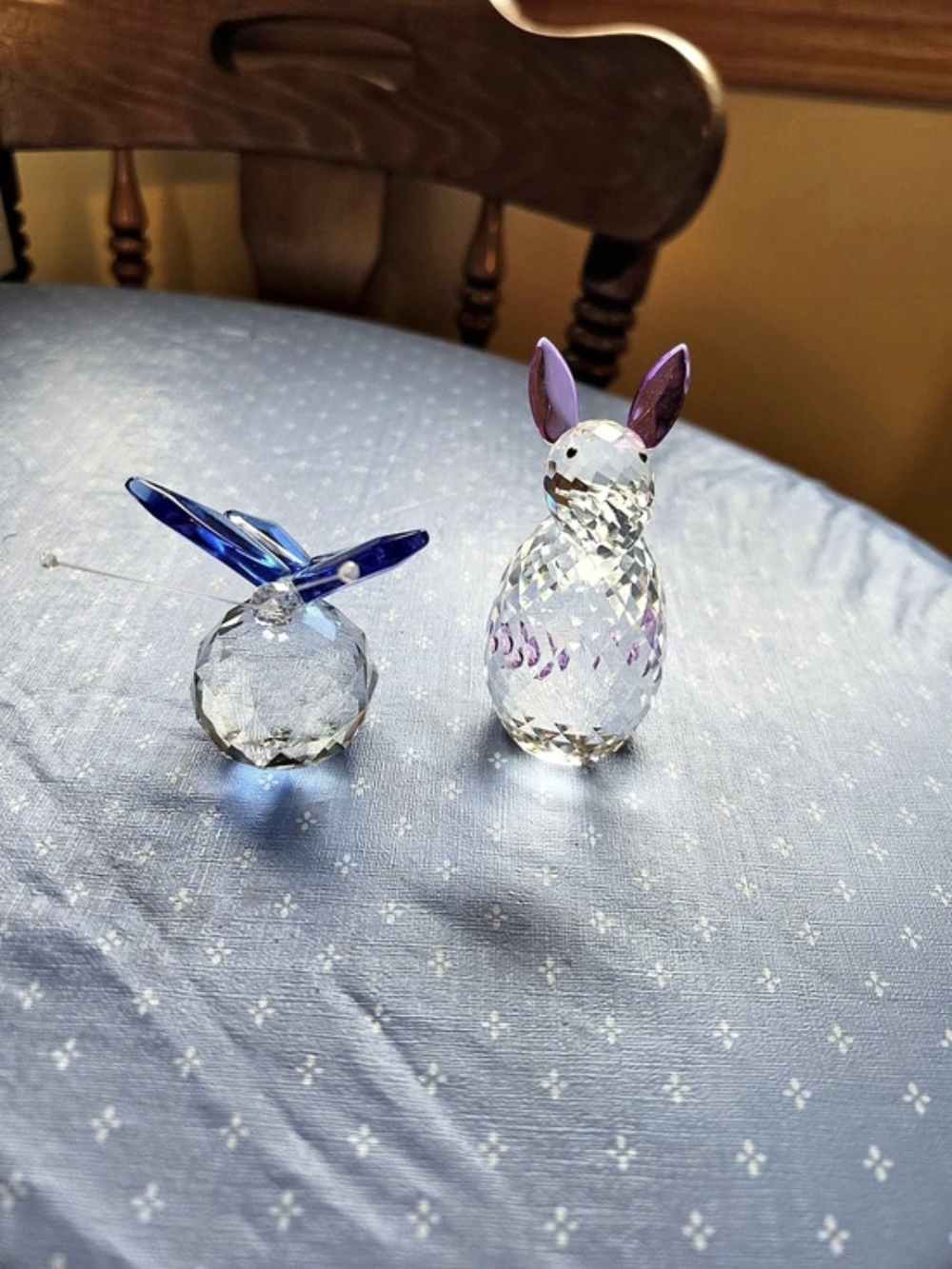 Oleg Cassani Crystal Bunny Rabbit & Crystal Butterfly Paperweight Decor Lot